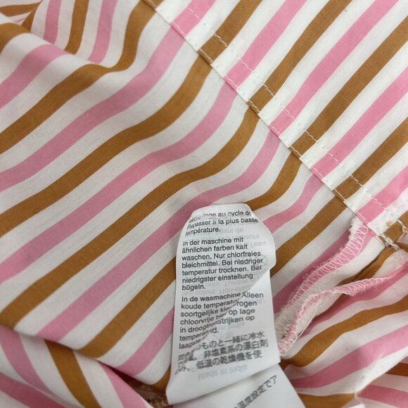 J. Crew Funnel Wide Boat Neck Pink Brown Striped Hi-Low Hem Popover Blouse Top 2 - Picture 9 of 12